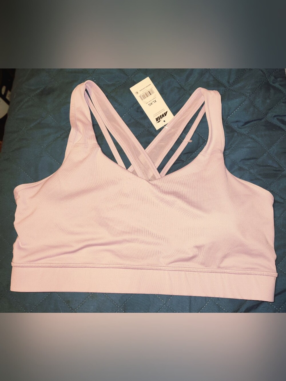 Avia strappy sports bra in light lavander, size XL/XG NWT